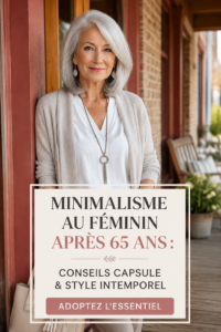Femme de plus de 65 ans dans une tenue minimaliste élégante.