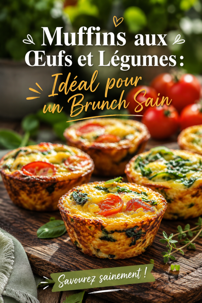 Muffins aux œufs et légumes dorés, présentés sur une assiette