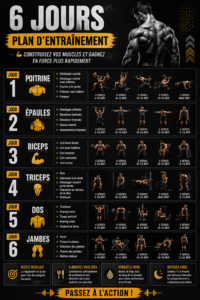 Femme s'entraînant avec un plan d'entraînement de 6 jours pour muscles