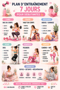 Femme faisant des exercices de fitness à domicile dans un cadre chaleureux et agréable.