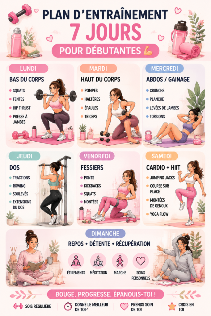 Femme faisant des exercices de fitness à domicile dans un cadre chaleureux et agréable.
