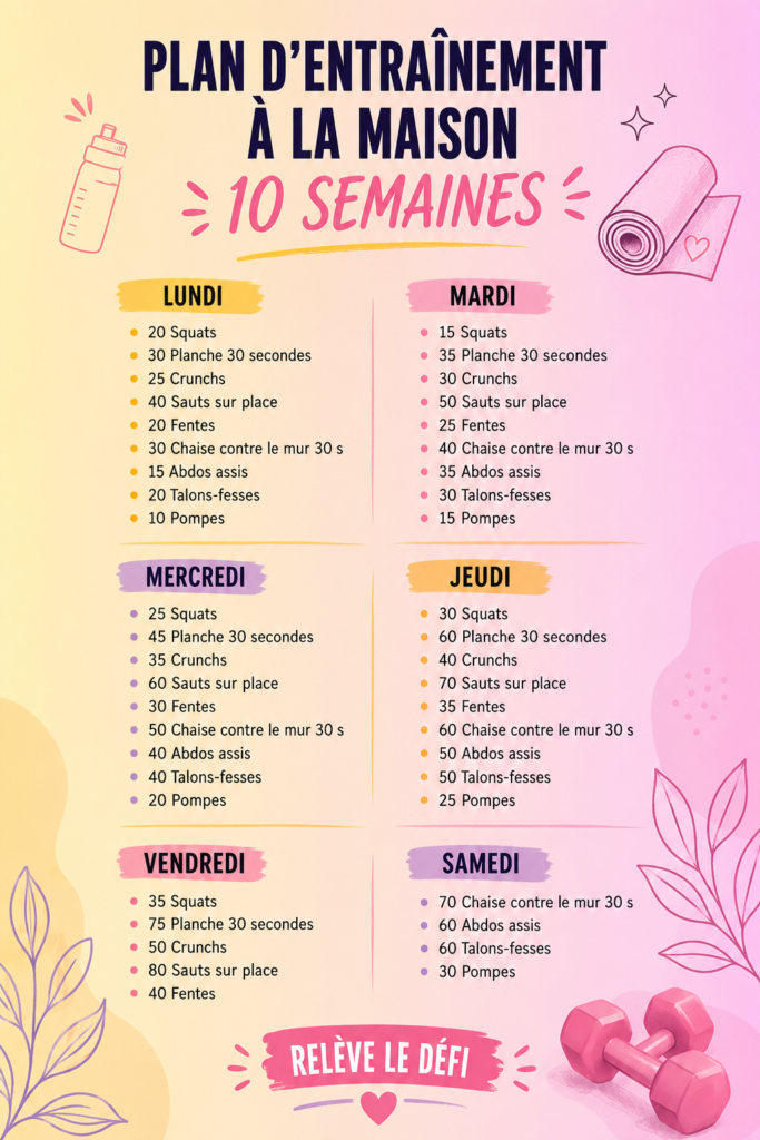 Femme s'entraînant à la maison avec des exercices simples