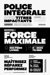 Un modèle de titre audacieux utilisant la police Integral CF sur un fond coloré.