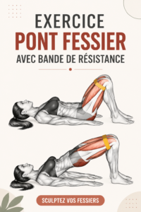 Exercice de pont fessier avec élastique, femme en pleine séance de sport