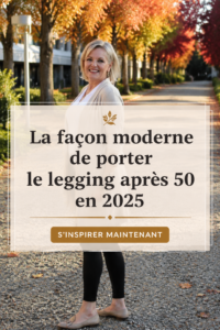 Femme de 50 ans portant des leggings avec un look élégant et moderne