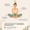 Femme pratiquant la posture du Papillon en pleine nature, illustrant une relaxation et une sérénité.