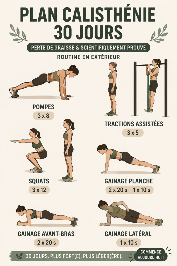Femme faisant des exercices de calisthénie en extérieur