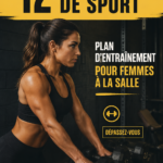 Femme s'entraînant dans une salle de gym avec des poids et un tapis de yoga