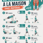 Femme s'entraînant à la maison sans matériel, exécutant un exercice de musculation.