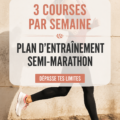 Femme courant à l'extérieur, se préparant pour un semi-marathon avec un programme d'entraînement adapté.
