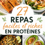 Une assiette colorée avec des plats protéinés variés, idéale pour une alimentation saine.