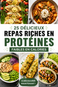 Recettes de repas faibles en calories et riches en protéines, avec des légumes frais et des sources de protéines