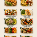 Plat coloré de repas riche en protéines, parfait pour la santé