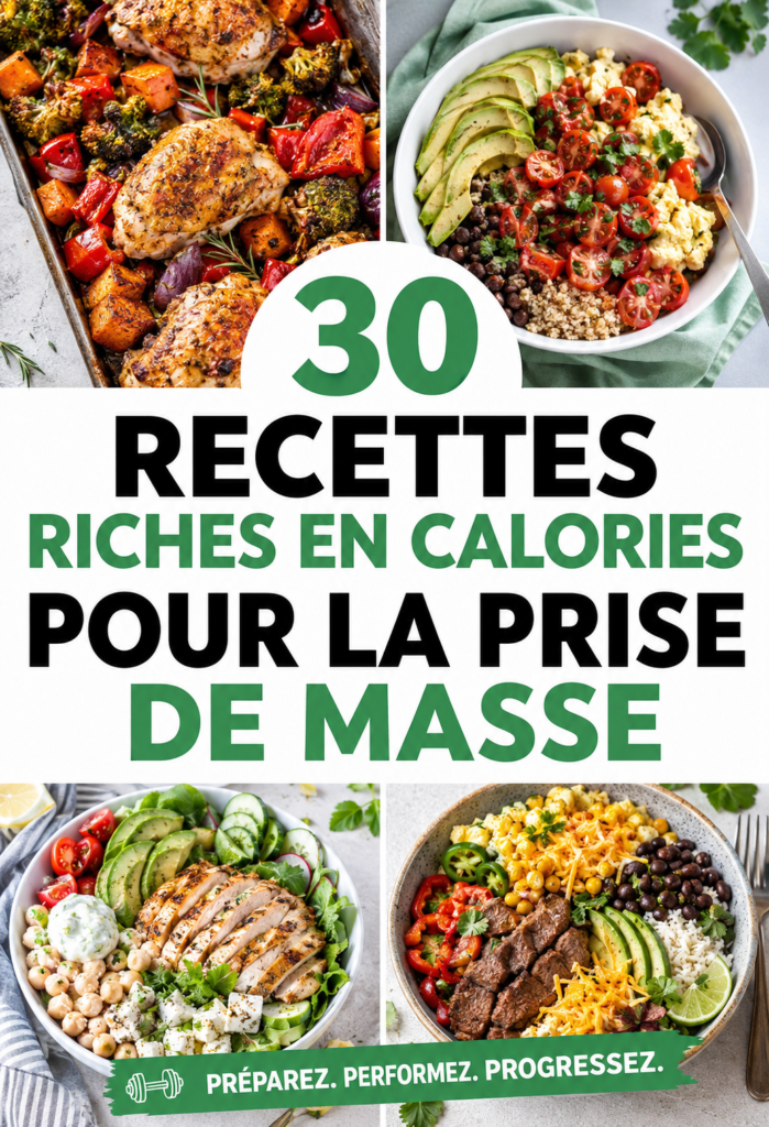 Recettes de repas sains et riches en calories pour la prise de muscle.