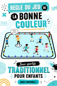 Des enfants jouant au jeu de la bonne couleur dans un parc, souriants et enjoués.