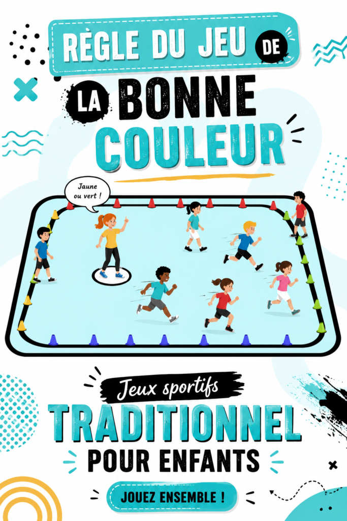 Des enfants jouant au jeu de la bonne couleur dans un parc, souriants et enjoués.
