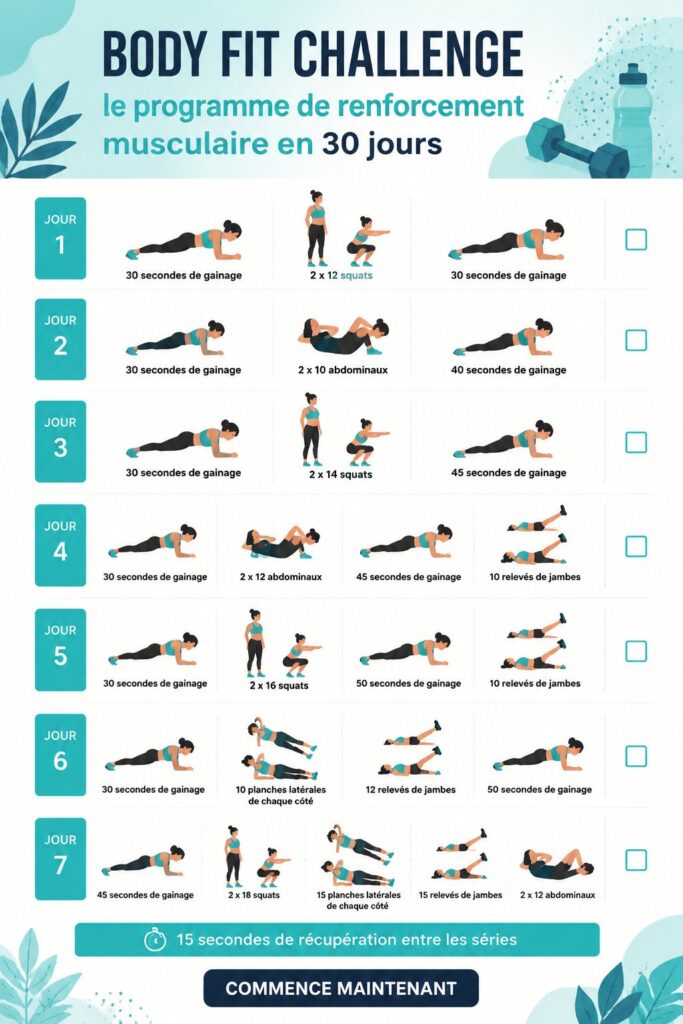 Femme faisant des exercices de renforcement musculaire à la maison