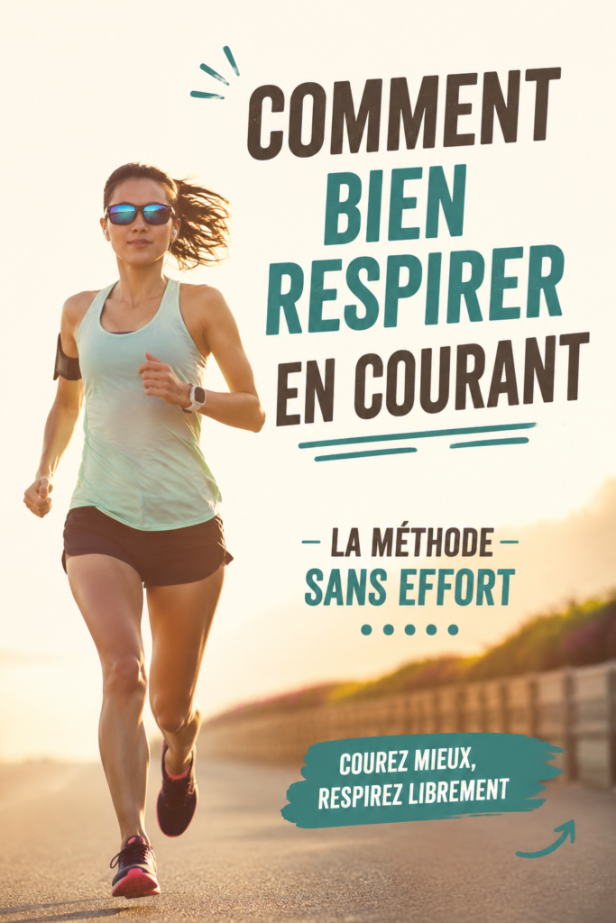 Femme en train de courir en extérieur avec un bon rythme de respiration.