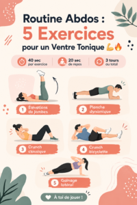 Femme réalisant des exercices abdos dans un cadre serein à la maison.