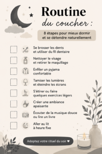 Femme lisant un livre dans son lit avant de dormir, illustrant une routine relaxante du soir.