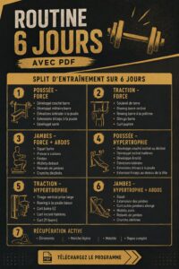 Femme pratiquant une routine d'entraînement de 6 jours dans un cadre serein