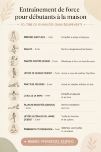 Femme effectuant une routine d'entraînement de force à la maison