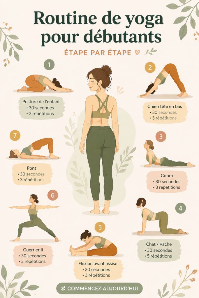 Femme pratiquant le yoga dans un cadre calme