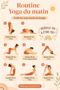 Femme pratiquant le yoga au lever du soleil dans un jardin paisible