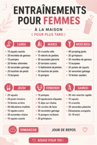 Femme faisant un entraînement à domicile avec des équipements simples.