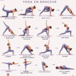 Femme pratiquant une séquence de yoga flow apaisant dans un cadre paisible.
