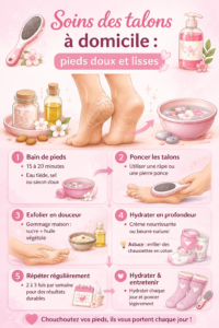 Femme prenant soin de ses talons à la maison