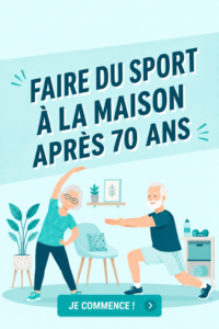 Une femme de 70 ans faisant des exercices à la maison avec un tapis de yoga.