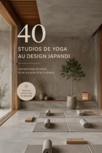 Un studio de yoga au design japandi avec des éléments naturels et apaisants.