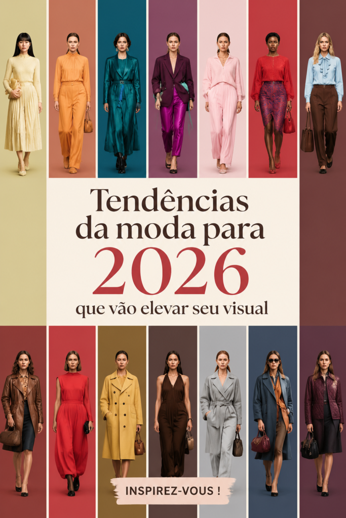 Une collection de vêtements avec des couleurs et motifs tendance pour 2026, mettant en avant des styles modernes.