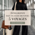 Femme portant une tenue d'aéroport élégante et pratique, prête pour un voyage.