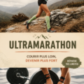 Femme courant un ultramarathon sur un sentier montagneux.