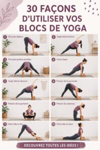Femme utilisant un bloc de yoga pendant une séance de yoga