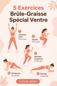Femme réalisant des exercices de fitness à la maison pour un ventre tonique.