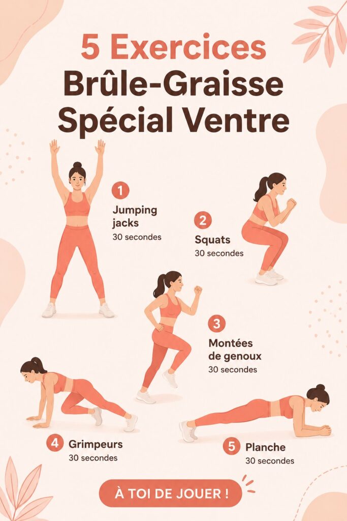 Femme réalisant des exercices de fitness à la maison pour un ventre tonique.