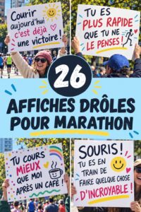 Affiche de marathon humoristique avec un coureur riant