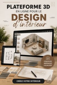 Interface d'Ai House montrant un projet de design d'intérieur en 3D