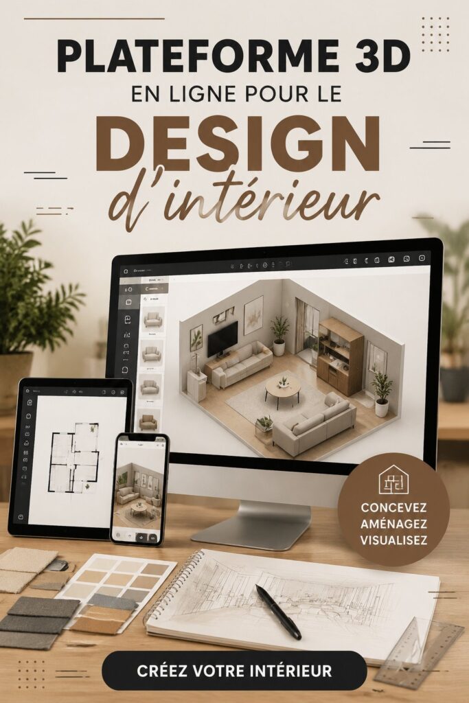 Interface d'Ai House montrant un projet de design d'intérieur en 3D
