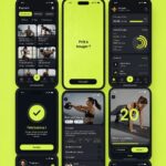 Femme utilisant une application de fitness sur son téléphone dans un parc