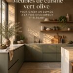 Une cuisine élégante avec des armoires vert olive moderne