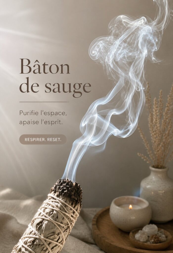 Bâtonnets de sauge allumés pour un rituel de purification
