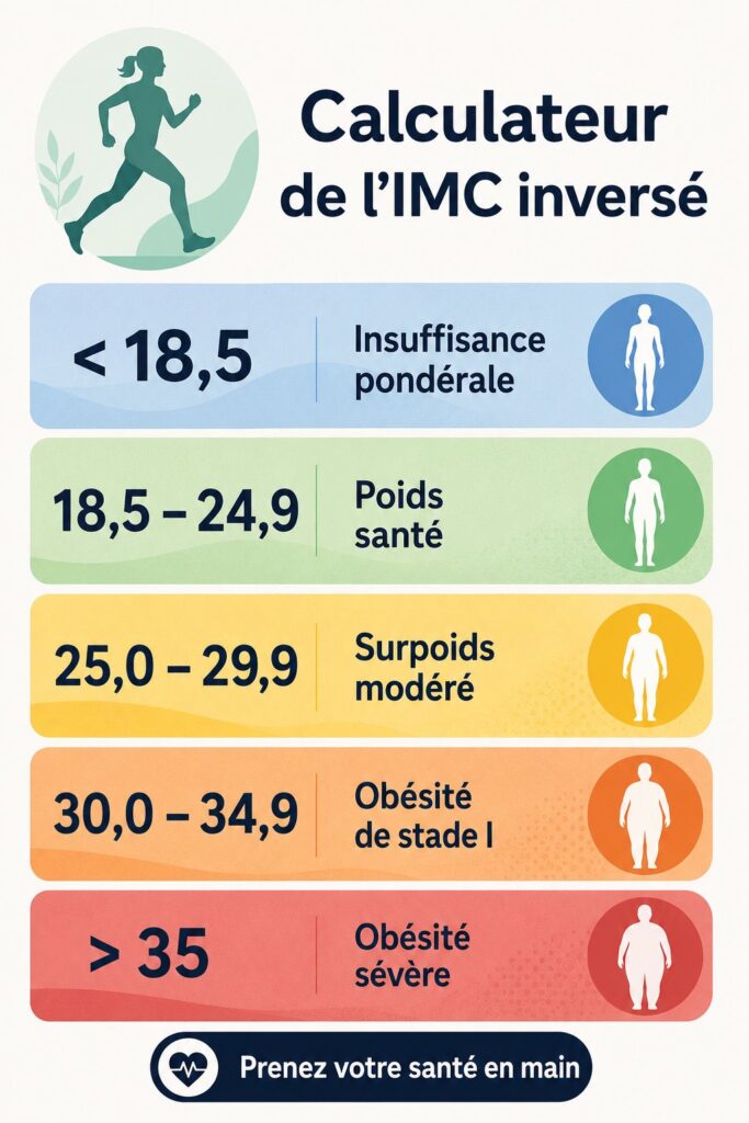 Calculateur de BMI inversé sur un smartphone avec des graphiques de santé