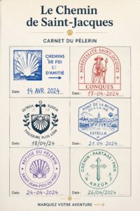 Pèlerins marchant le long du Camino de Santiago à travers des paysages pittoresques
