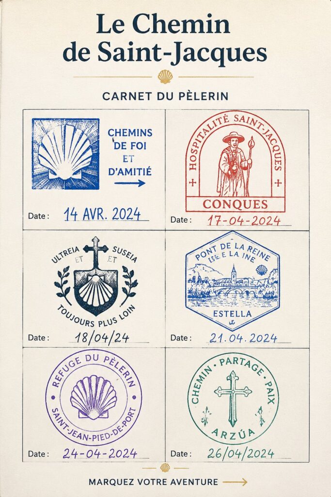 Pèlerins marchant le long du Camino de Santiago à travers des paysages pittoresques