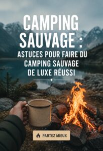 Camping sauvage de luxe avec un équipement confortable et une nature environnante.