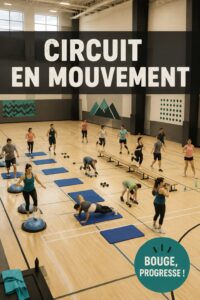 Femme s'entraînant dans un circuit d'exercices dynamiques en groupe